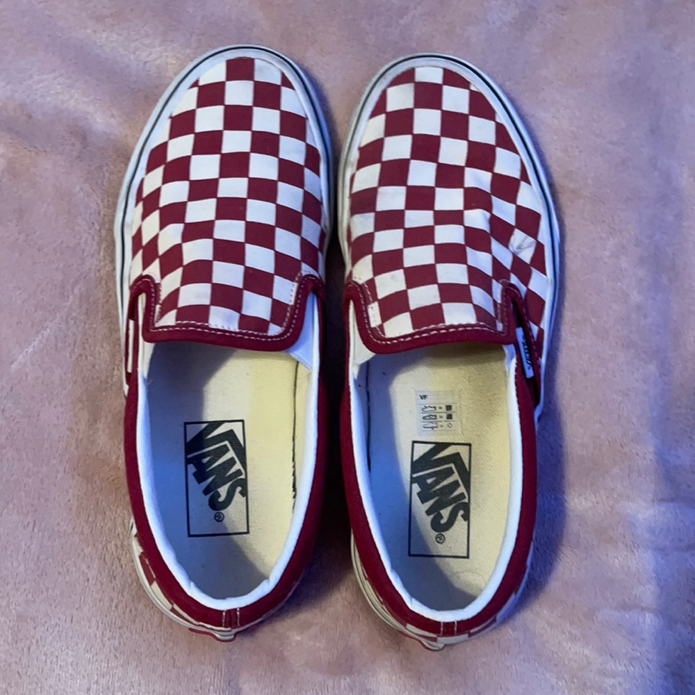 Maroon Checkered Vans